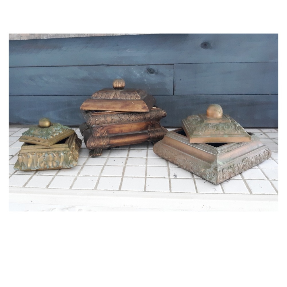 Group of Three Ornate Covered Boxes